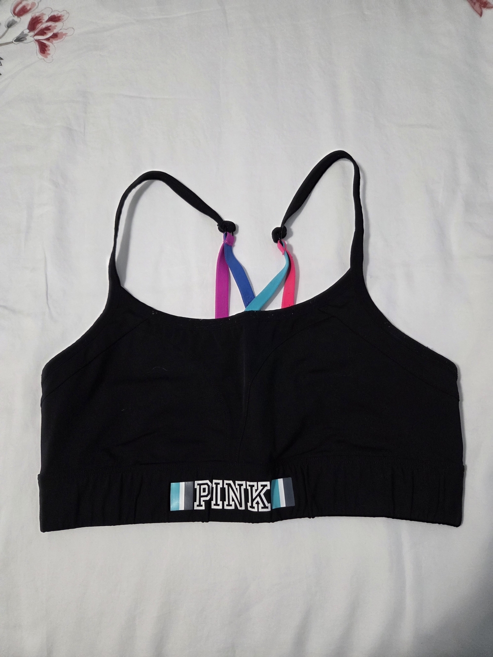PINK Victoria's Secret Black Bralette with Pink Logo Tag